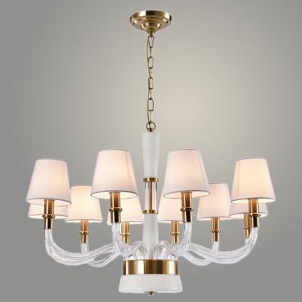 Люстра BL681GU/10 WT+AB белый/бронза/белый абажур 10х40W E14 d900 h550, BLK24